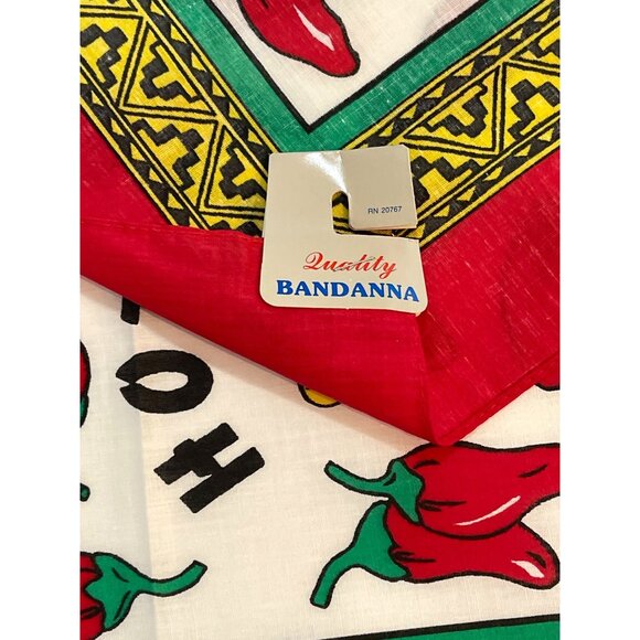 VTG Southwestern Cowboy Bandana Handkerchief Red Hot Jalapeno Chili Pepper Scarf - Picture 3 of 8